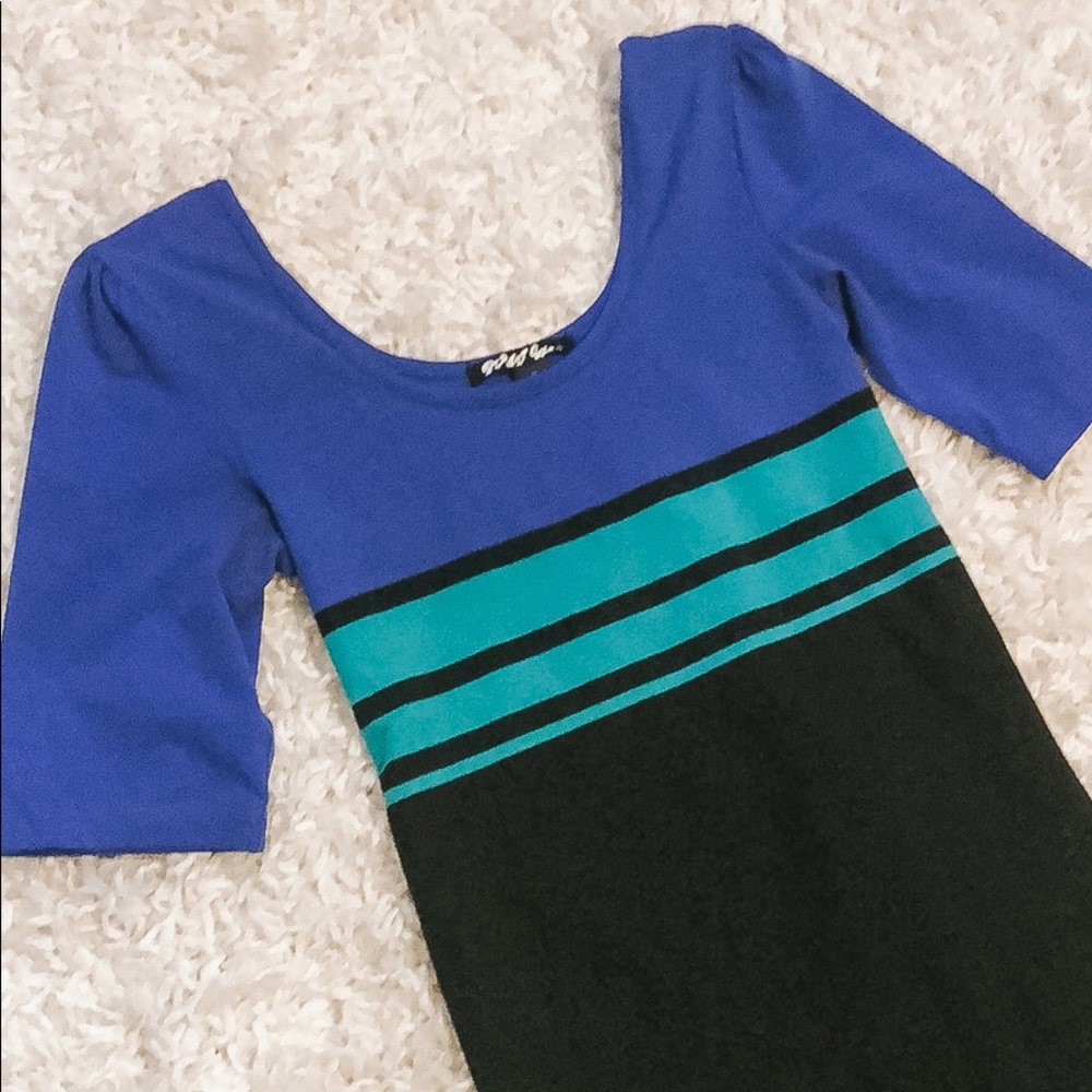🌟Fitted Color Block Dress - Picture 2 of 2